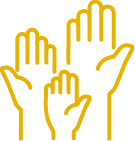Family of hands raised