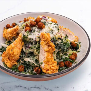 Crispy Chicken Kale Caesar Salad