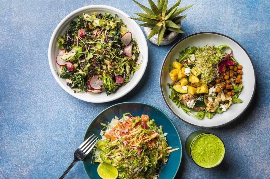 3 bowls of salad