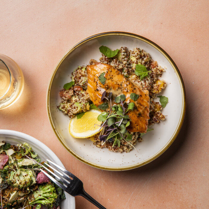 Salmon and grain bowl